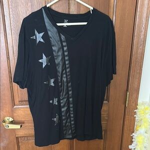INC International Concepts Black Star Short Sleeve Tee